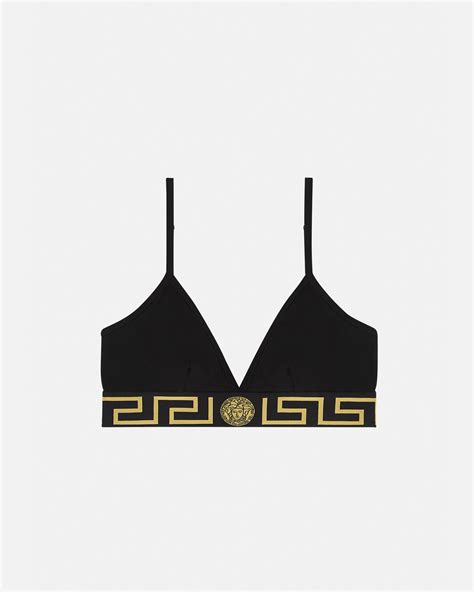 versace triangle bra|Greca Border Triangle Bralette Black .